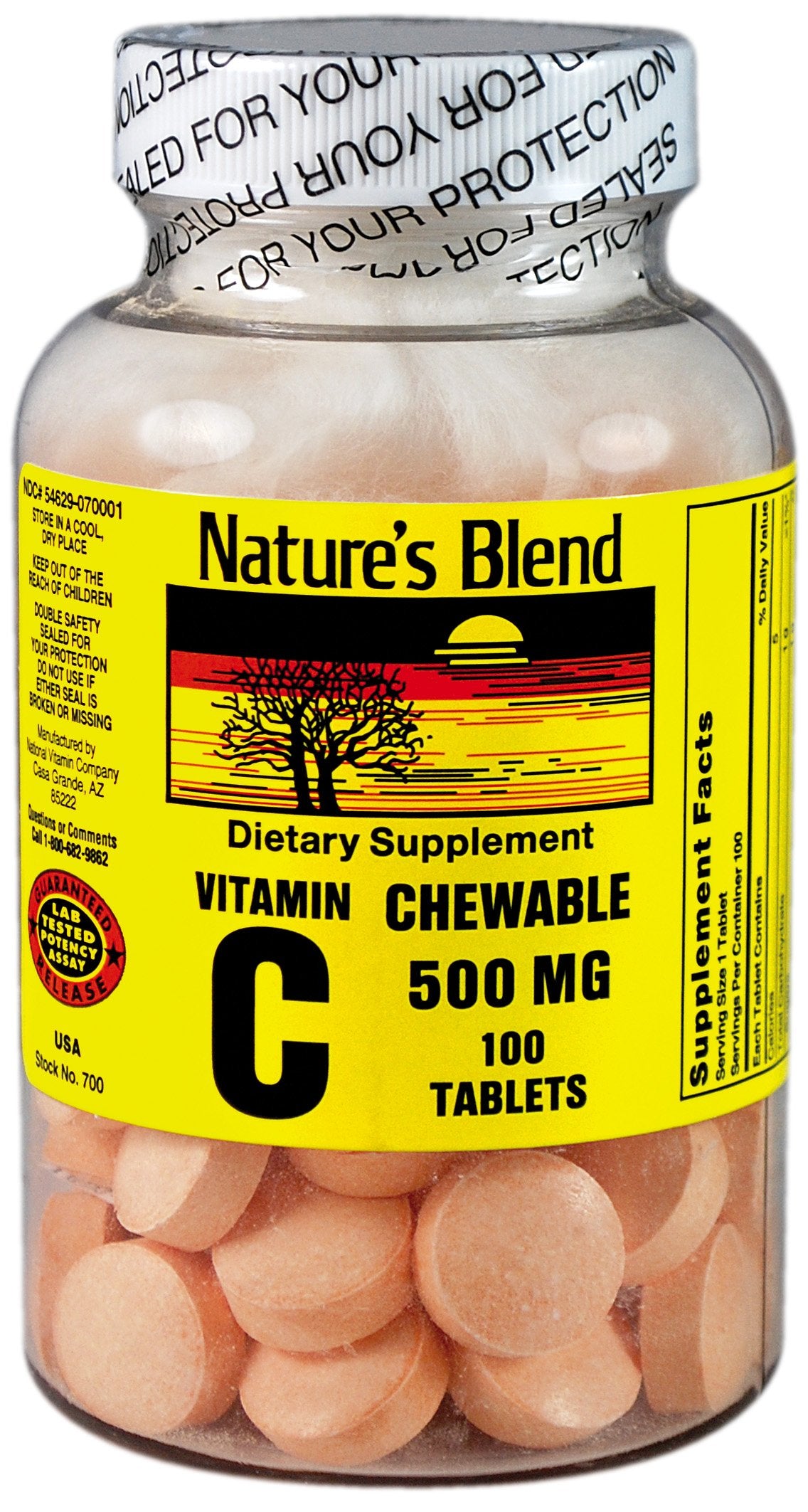 NT VITAMIN C/RH CW 500MG 60 ORN