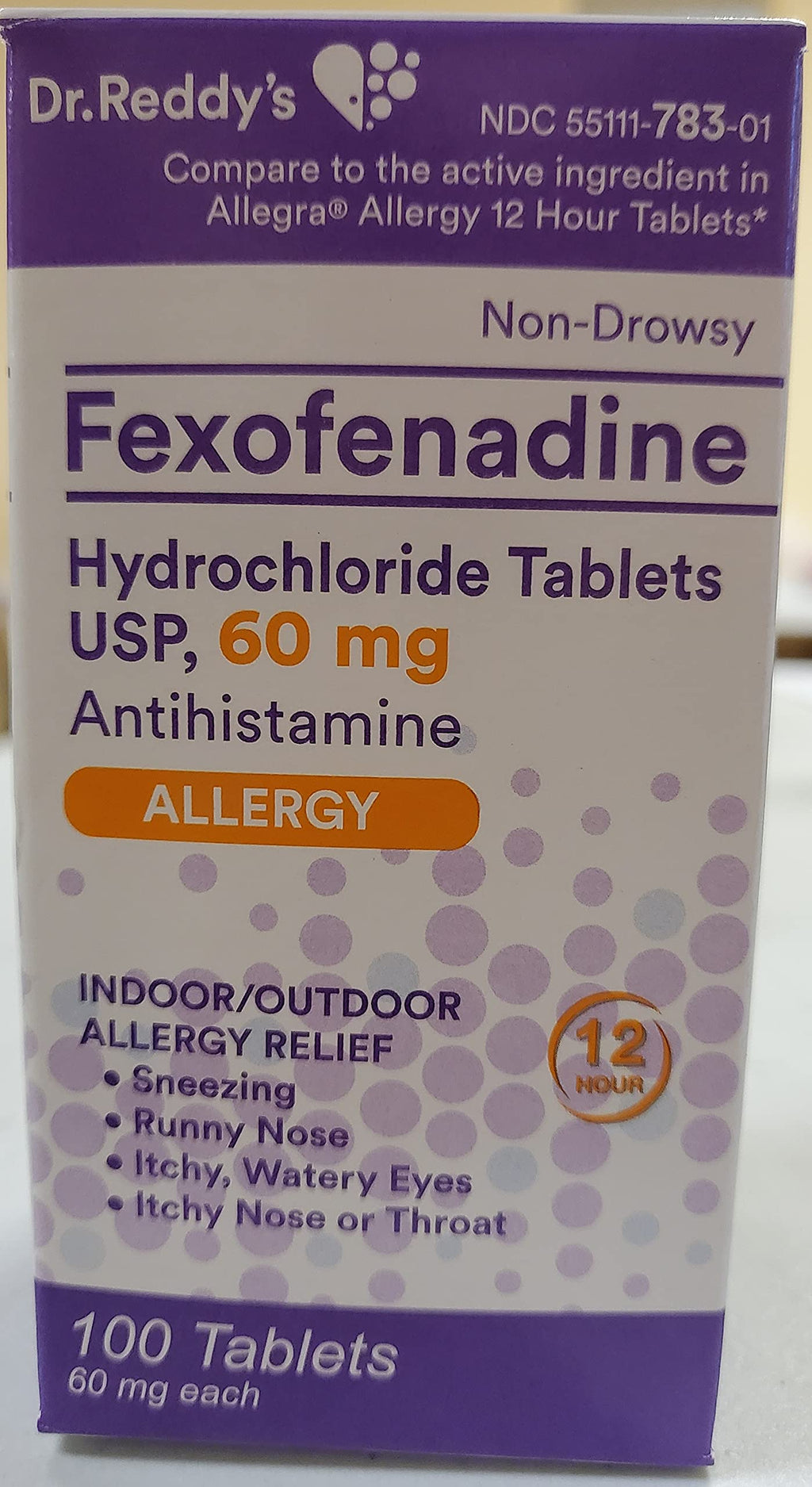 FEXOFENADINE HCL 60 MG TAB 100