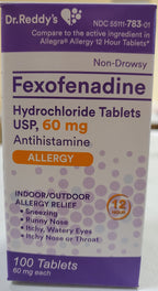 FEXOFENADINE HCL 60 MG TAB 100