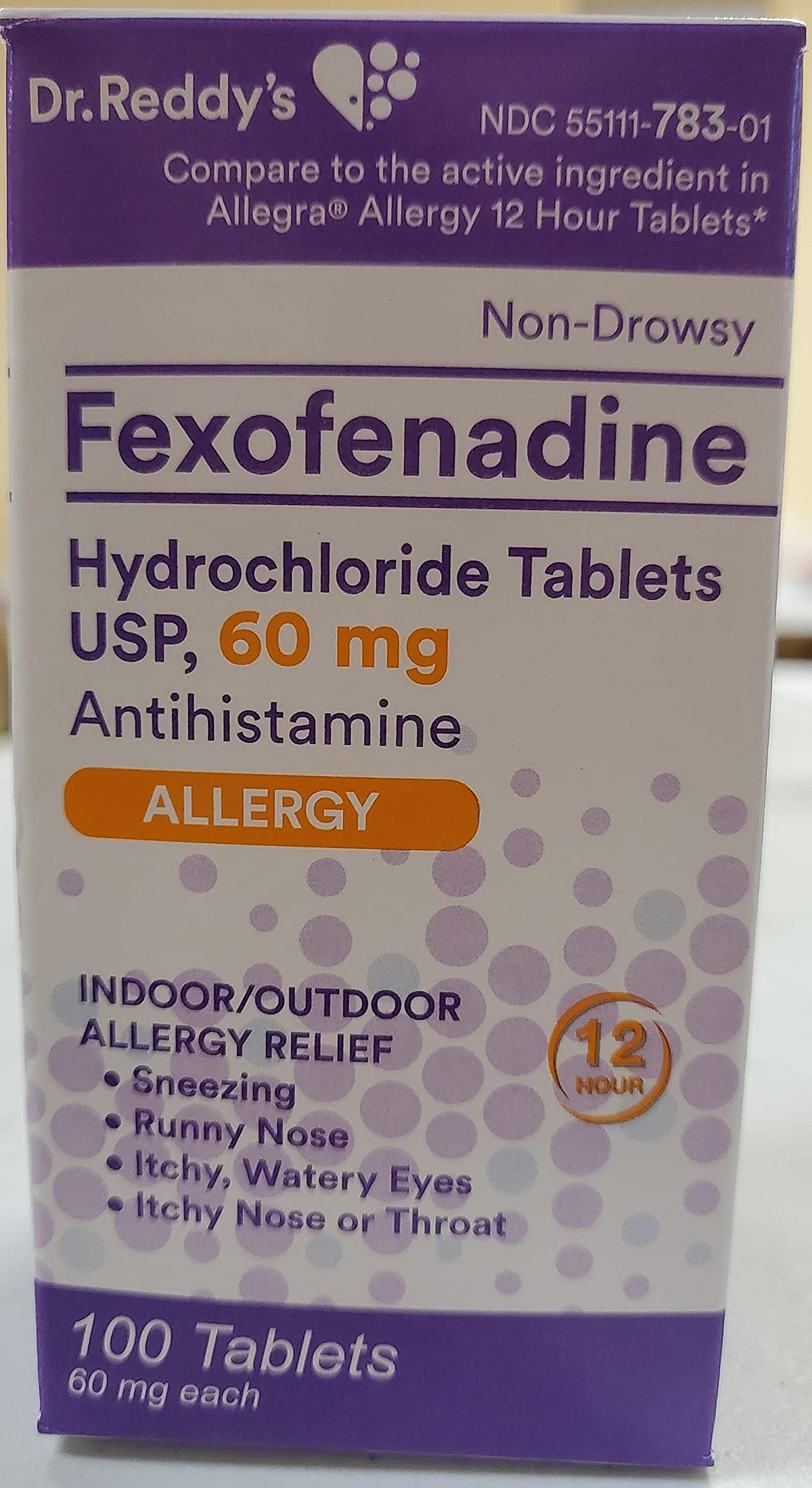 FEXOFENADINE HCL 60 MG TAB 100