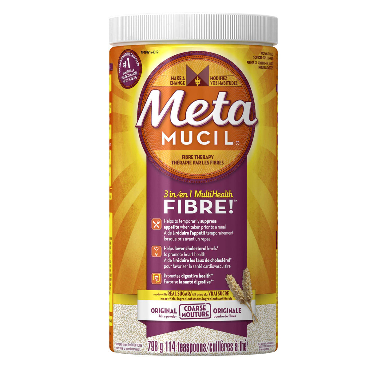 METAMUCIL PW 3.4GM 425GM SF ORN