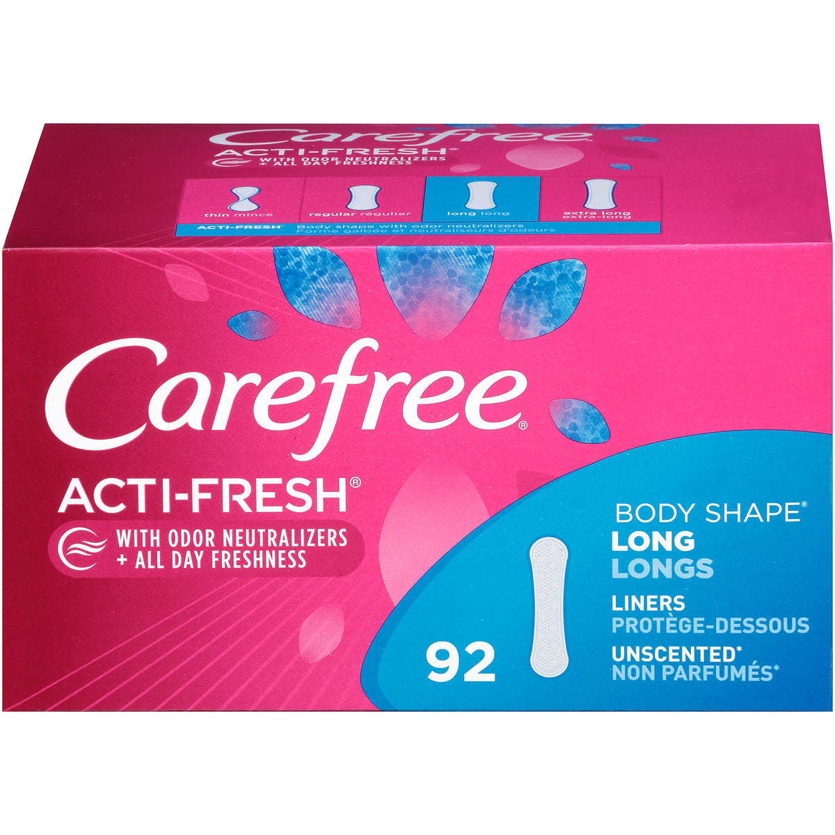 CAREFREE ACTI-FRESH LNER UNSC PAD 4X92CT