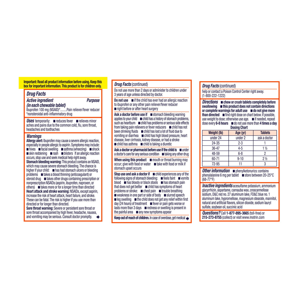 MOTRIN CHD CW 100MG 24 GRAPE DF
