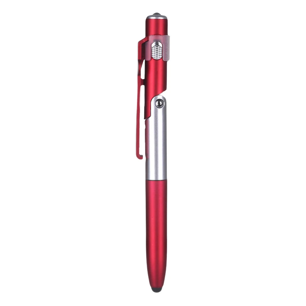 4 In 1 Multifunction Ballpoint Pen with LED Light Folding Phone Holder Multi-Function Touch Pen Black Ink Pen for Office Workers