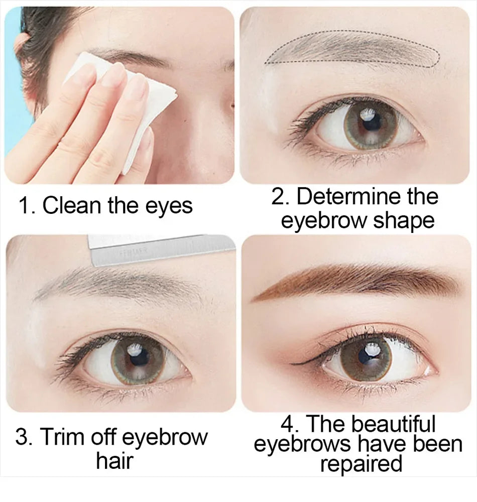 10Pcs Eyebrow Trimmer Blade Stainless Steel Eye Brow Knife Dermaplaning Blades Plucking Scraping Beauty Permanent Makeup Tools