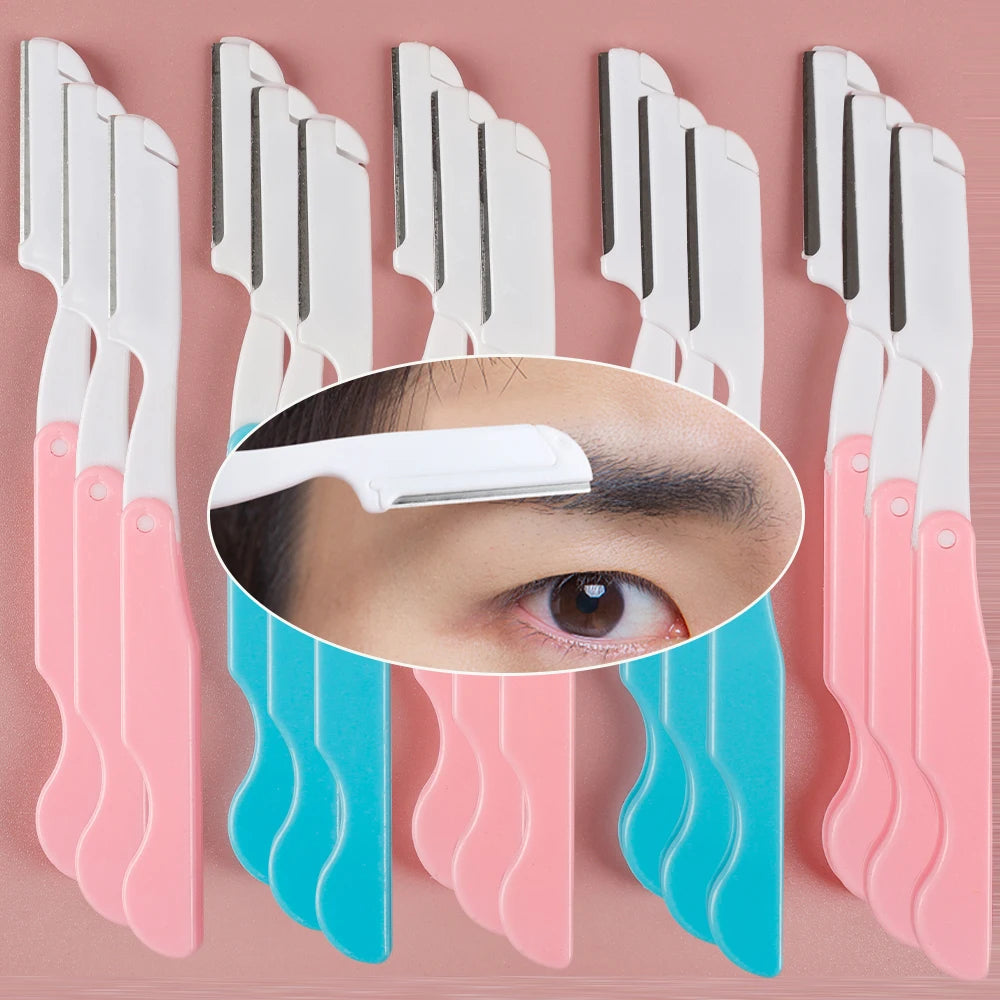 Double-ended Eyebrow Trimmer Blade Safe Professional Folding Eyebrow Knife Face Hair Removal Scraper Shaver Makeup Beauty Tools