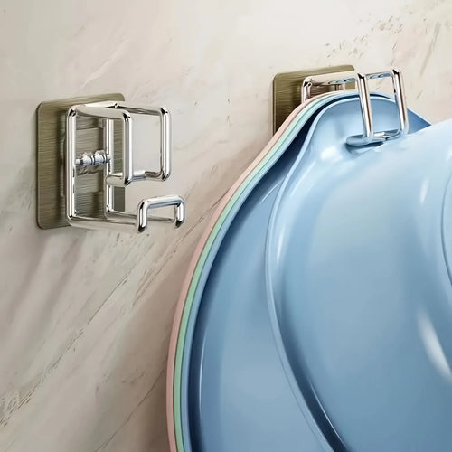 1/2/4/6Pcs Stainless Steel Washbasin Hook Multifunction Punch-free Kitchen Bathroom Rack Basin Storage Rack Towel Hanging Holder