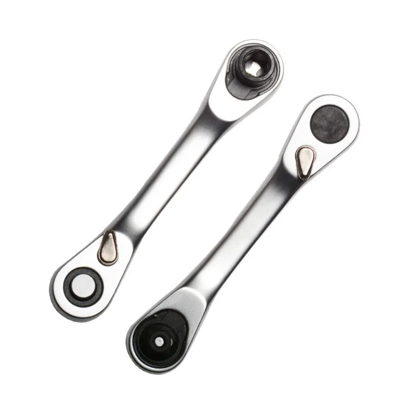 XMAO Compact Ratchet Wrench, 1/4 Inch Square Drive and Hex Bit Holder, 72 Tooth CR-V Dual Head Tool for Small Fastener Repair
