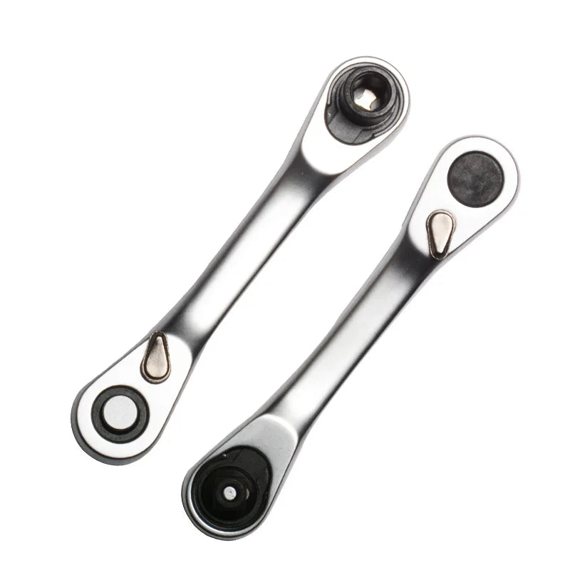 XMAO Compact Ratchet Wrench, 1/4 Inch Square Drive and Hex Bit Holder, 72 Tooth CR-V Dual Head Tool for Small Fastener Repair
