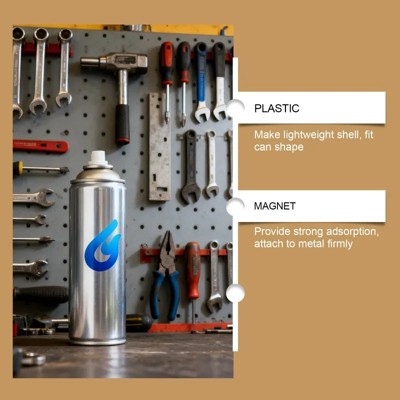 3D Magnetic Aerosol Can Holder Spray Can Rack Tool-Free Installation Space Saving Organizer for Garage Workshop Kitchen Toolbox