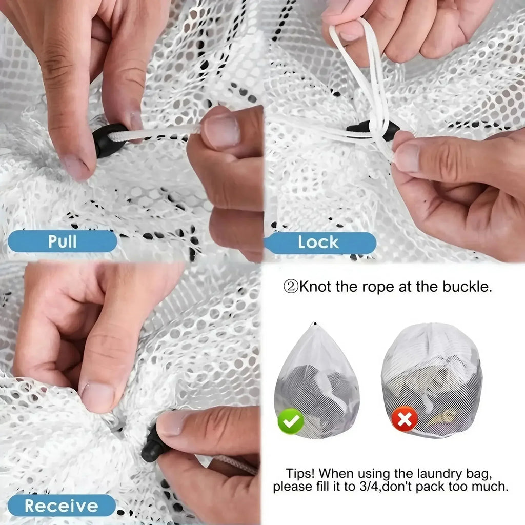 1PC Drawstring Laundry Bag Large Capacity 4 Size Fine Mesh Coarse Mesh Wash Bag For Clothes Jeans Blankets Durable Washing Net