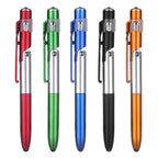 4 In 1 Multifunction Ballpoint Pen with LED Light Folding Phone Holder Multi-Function Touch Pen Black Ink Pen for Office Workers