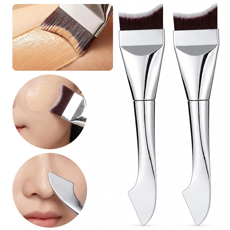 2Pcs Upgraded Crescent Design Foundation Makeup Brush Ultra-thin Smooth Application Liquid Mask Spatula Makeup Brush Beauty Tool