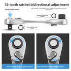 XMAO Compact Ratchet Wrench, 1/4 Inch Square Drive and Hex Bit Holder, 72 Tooth CR-V Dual Head Tool for Small Fastener Repair
