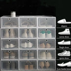 6 Pack Transparent shoe box shoes organizers thickened foldable Dustproof storage box Stackable combined shoe cabinet Sale