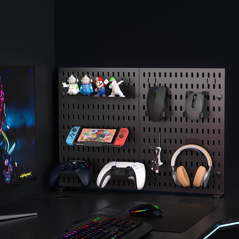 Home & Office Desktop Pegboard: Height-Adjustable Standing Storage Rack for Supplies, Also for Decorative Figurine Display