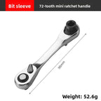XMAO Compact Ratchet Wrench, 1/4 Inch Square Drive and Hex Bit Holder, 72 Tooth CR-V Dual Head Tool for Small Fastener Repair