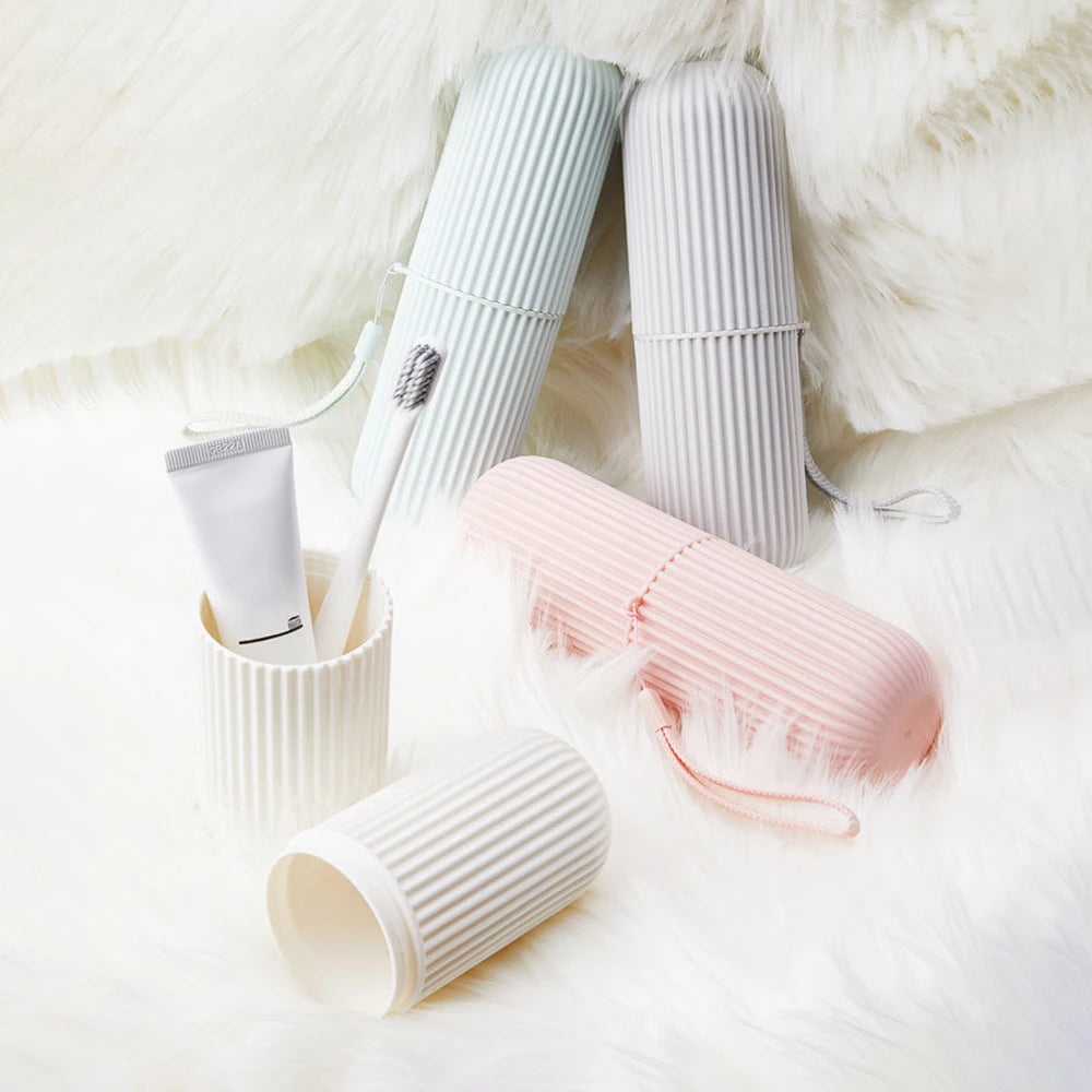 1Pc Portable Toothbrush Cup Bathroom Toothpaste Holder Storage Case Box Organizer Travel Toiletries Storage Cup New Creative 1Pc