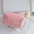 1X Cute Fur Makeup Bag For Women Zipper Large Solid Color Cosmetic Bag Travel Make Up Toiletry Bag Washing Pouch Plush Pen Pouch