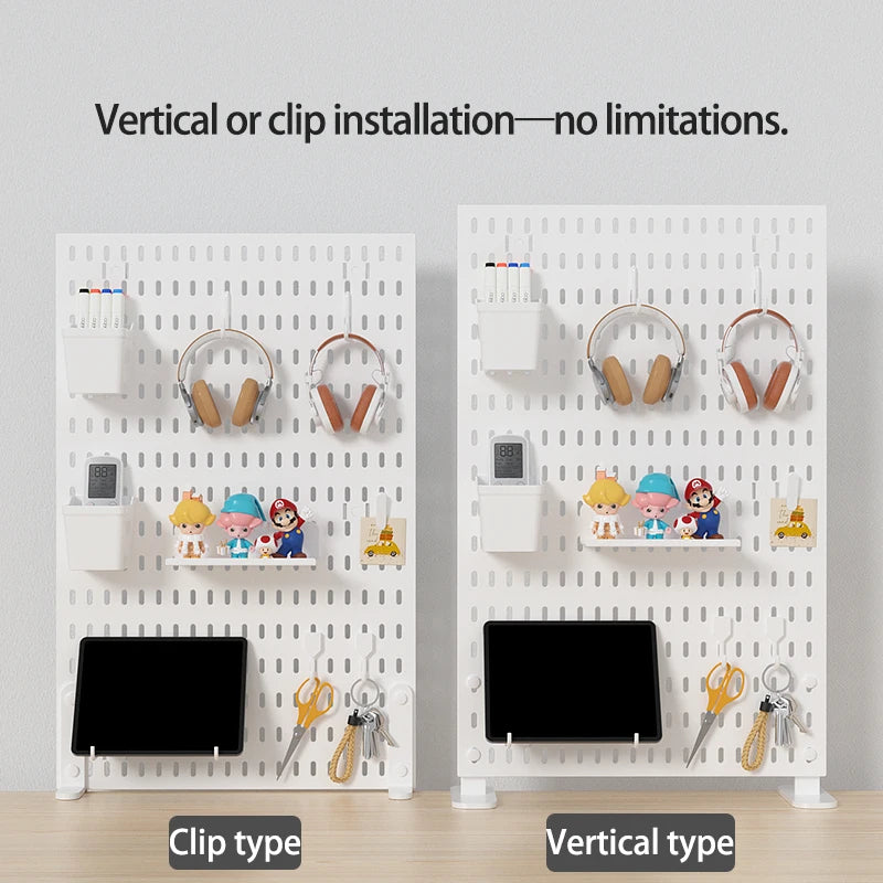 Home & Office Desktop Pegboard: Height-Adjustable Standing Storage Rack for Supplies, Also for Decorative Figurine Display