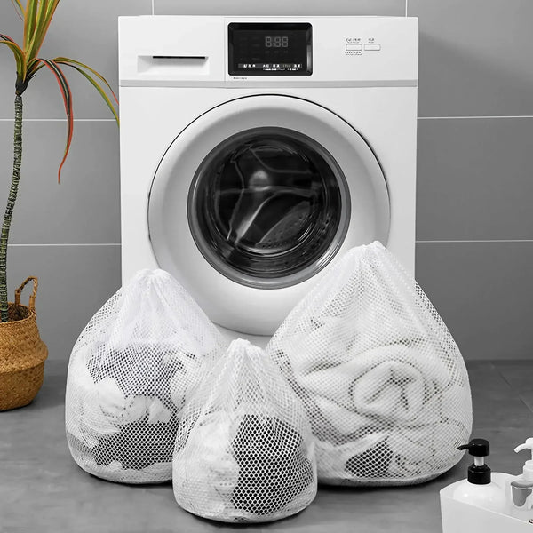 1PC Drawstring Laundry Bag Large Capacity 4 Size Fine Mesh Coarse Mesh Wash Bag For Clothes Jeans Blankets Durable Washing Net
