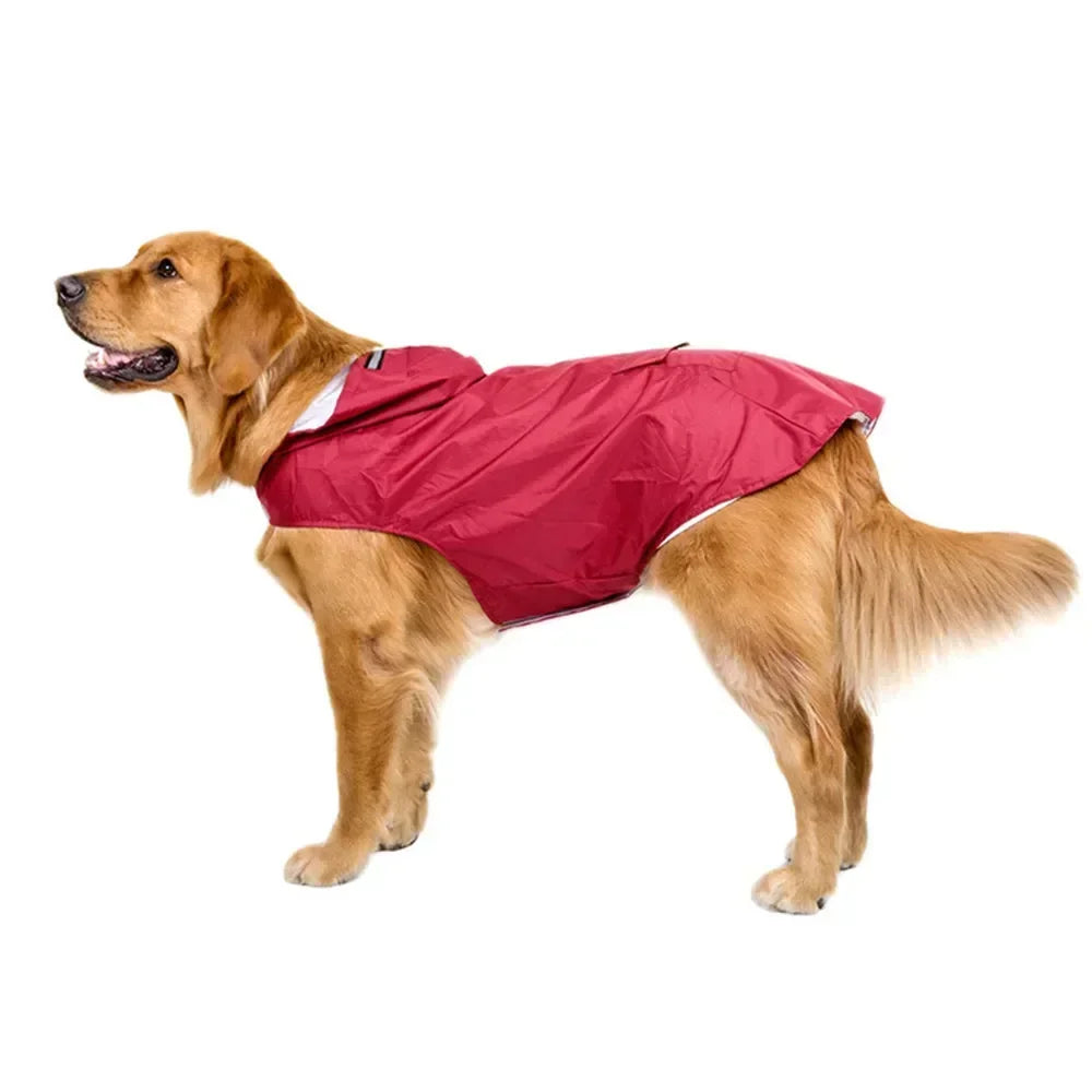 9 Sizes Dog Raincoat Small Medium Large Dogs Waterproof Hooded Jacket Rain Clothes with Reflective Stripe Outdoor Accessories