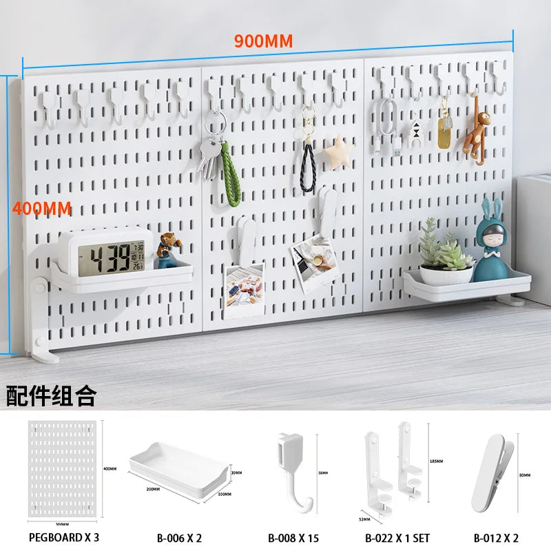 Home & Office Desktop Pegboard: Height-Adjustable Standing Storage Rack for Supplies, Also for Decorative Figurine Display