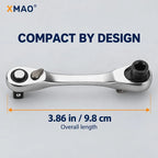 XMAO Compact Ratchet Wrench, 1/4 Inch Square Drive and Hex Bit Holder, 72 Tooth CR-V Dual Head Tool for Small Fastener Repair