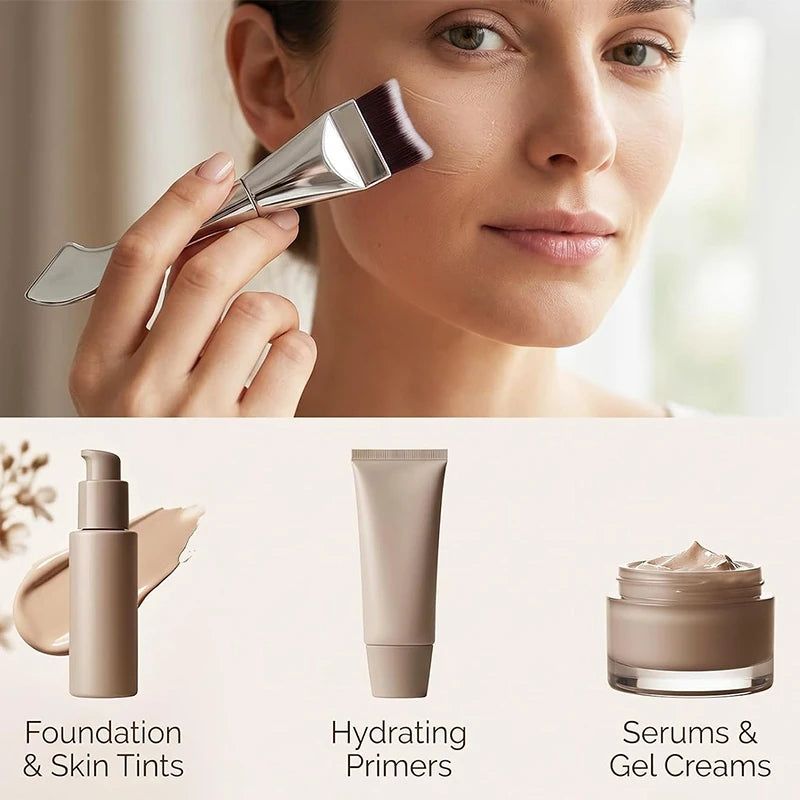 2Pcs Upgraded Crescent Design Foundation Makeup Brush Ultra-thin Smooth Application Liquid Mask Spatula Makeup Brush Beauty Tool