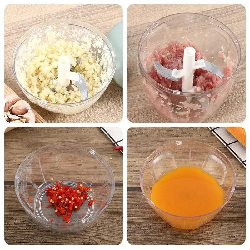 500/900ML Hand Chopper Manual Rope Food Processor Silcer Shredder Salad Maker Garlic Onion Cutter Kitchen Tool Accessories
