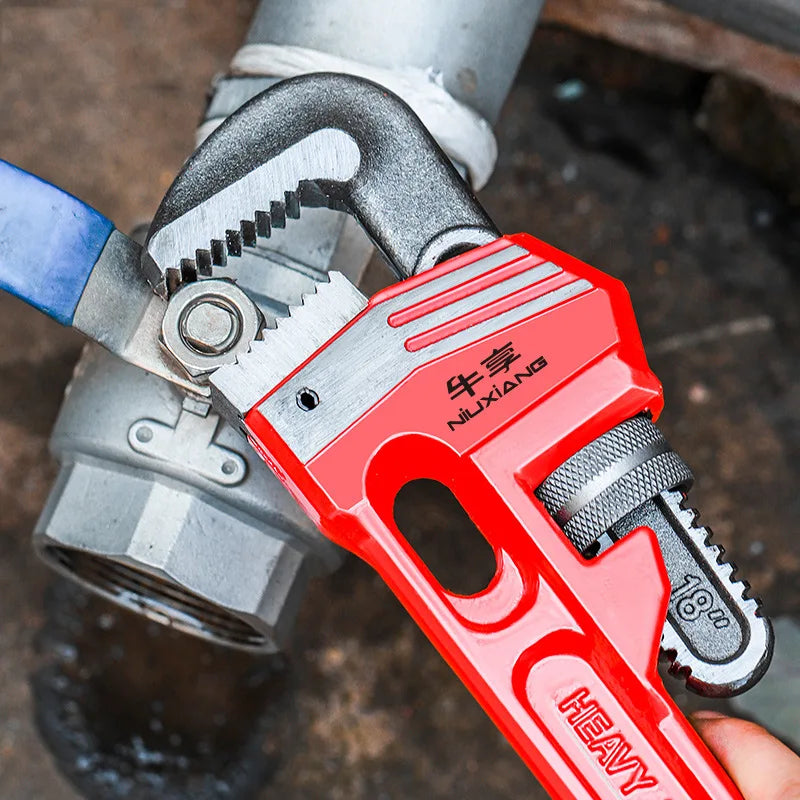Heavy Duty Adjustable Pipe Wrench Multi-function Large Opening Plumbing Wrench  Steel Pipe Tool for Home Motorcycle Maintenance