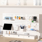 Home & Office Desktop Pegboard: Height-Adjustable Standing Storage Rack for Supplies, Also for Decorative Figurine Display