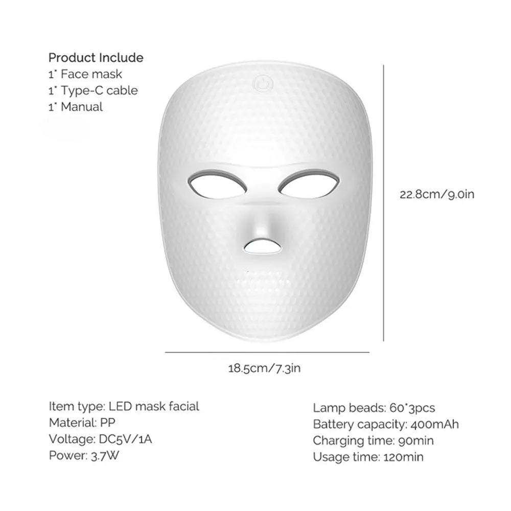 Wireless LED Mask 7 Color LED Face Mask Photon Skin Firming Anti Aging Rejuvenation Beauty Mask Machine