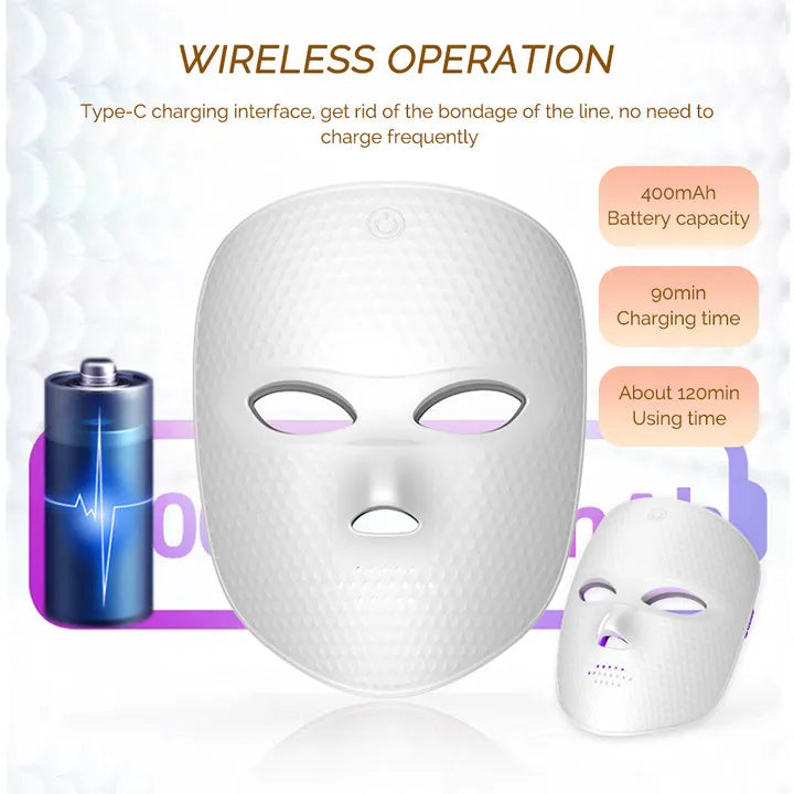 Wireless LED Mask 7 Color LED Face Mask Photon Skin Firming Anti Aging Rejuvenation Beauty Mask Machine