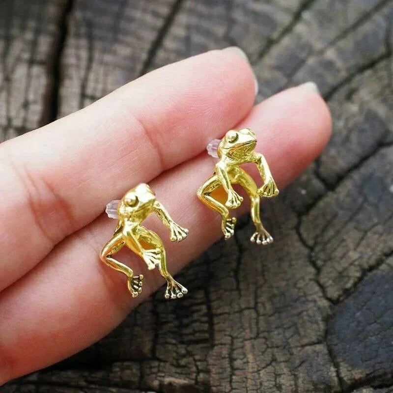 1 Pair Women Vintage Animal Frog Stud Earring Classic Ational Temperament Earrings For Girl Gift