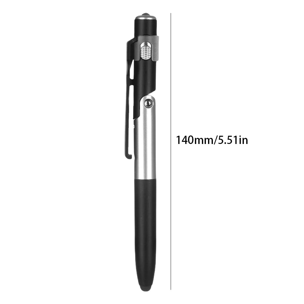 4 In 1 Multifunction Ballpoint Pen with LED Light Folding Phone Holder Multi-Function Touch Pen Black Ink Pen for Office Workers