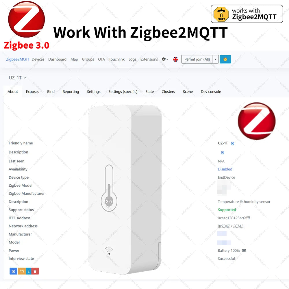 IP65 Zigbee Sensor Temperature Humidity Sensor Zigbee Hub Required workwith HA Home Assistant Alexa Yandex ZHA Zigbee2MQTT