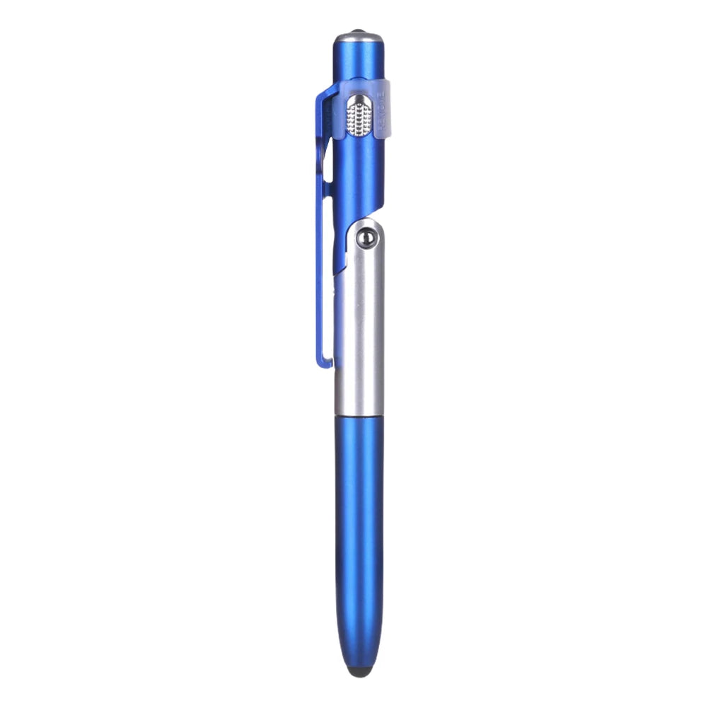 4 In 1 Multifunction Ballpoint Pen with LED Light Folding Phone Holder Multi-Function Touch Pen Black Ink Pen for Office Workers