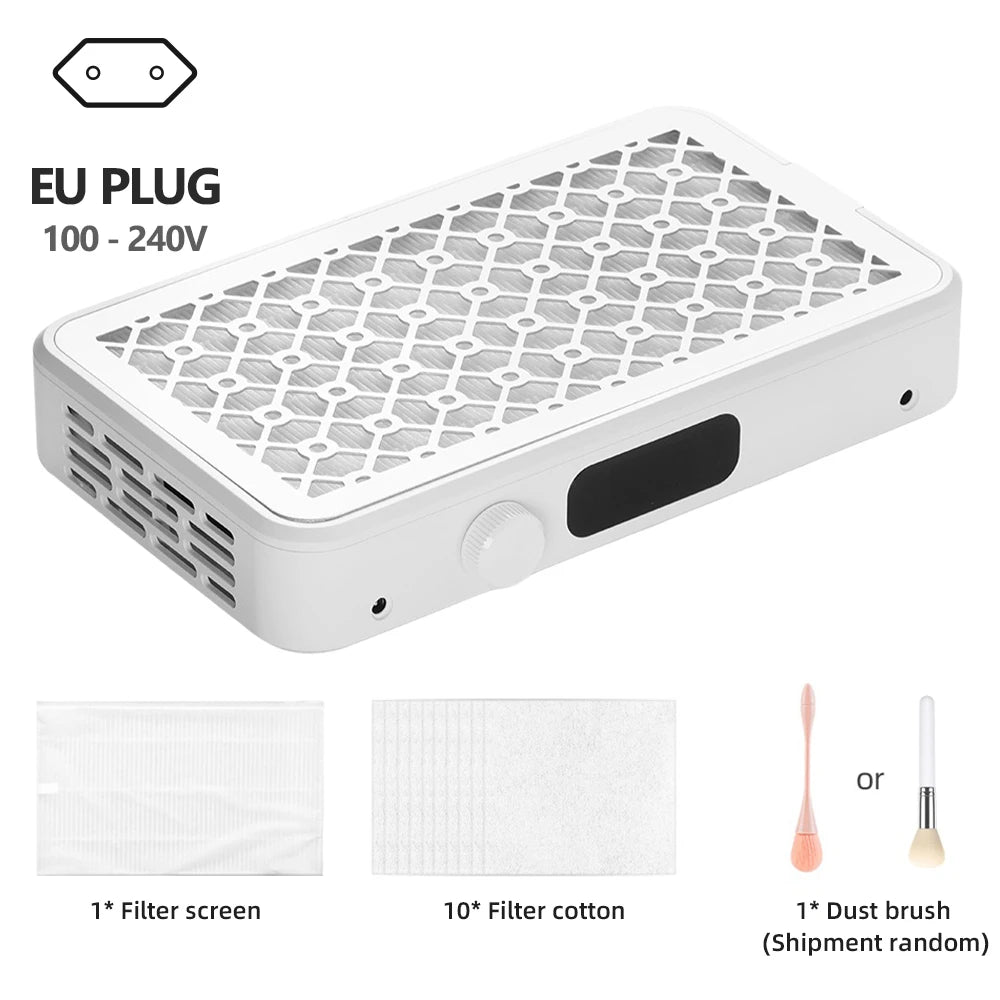 2500/2800/3000/3300/3500rpm Speed Adjustable Brushless Nail Dust Extractor Powerful Twin Turbo Vacuum Nail Dust Collector