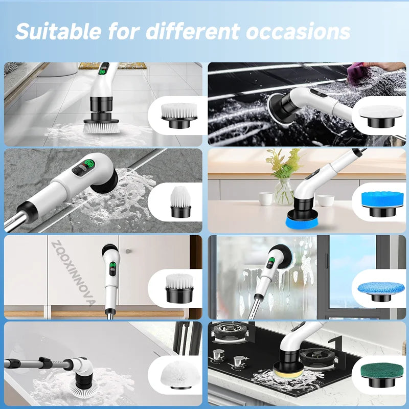 Electric Spin Scrubber, Bathroom Cordless Cleaning Brush Power Scrubber with  Replaceable Brush Heads, Electric Cleaning Brush