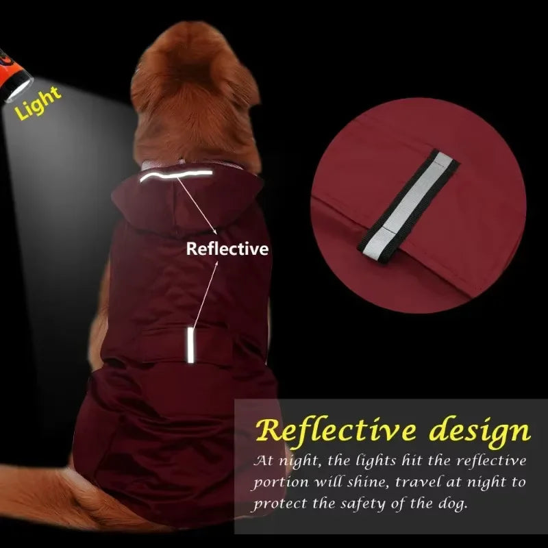 9 Sizes Dog Raincoat Small Medium Large Dogs Waterproof Hooded Jacket Rain Clothes with Reflective Stripe Outdoor Accessories