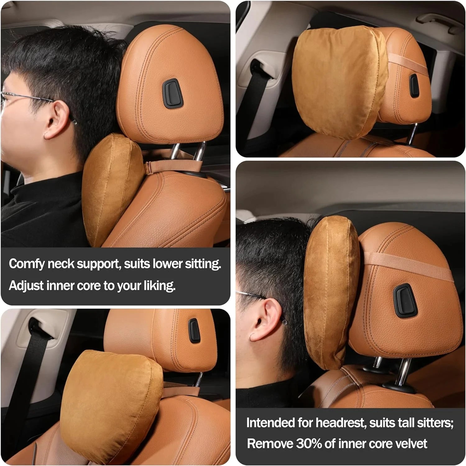 Automatic memory cotton protective pad for car seat headrests, suitable for head support of gaming chairs