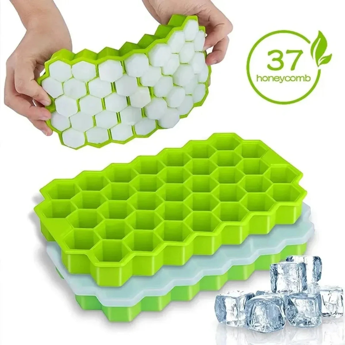 Honeycomb 37-Grid Ice Cube Tray, Silicone DIY Ice Mold (Lid Not Included) for Drinks, Cocktails & Kitchen Use