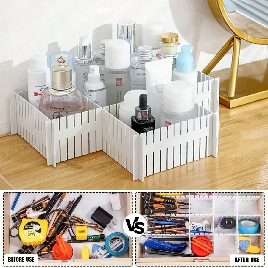 Adjustable Plastic Space separation tool Desk and Drawer Organizer Dividers PP Material Storage System for Office Dorm Home