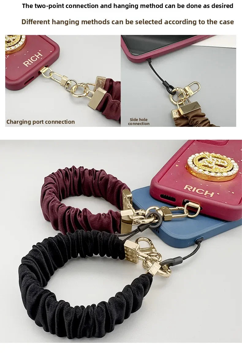Fashion Women Phone Lanyard High‑Texture Decor Phone Chain Portable Anti‑Lost Mobile Strap for iPhone Smartphone