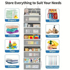 5-Shelf Hanging Storage Organizer - Behind Door Anti-Tilt 5 Large Capacity Pockets Suitable for Bedroom Bathroom