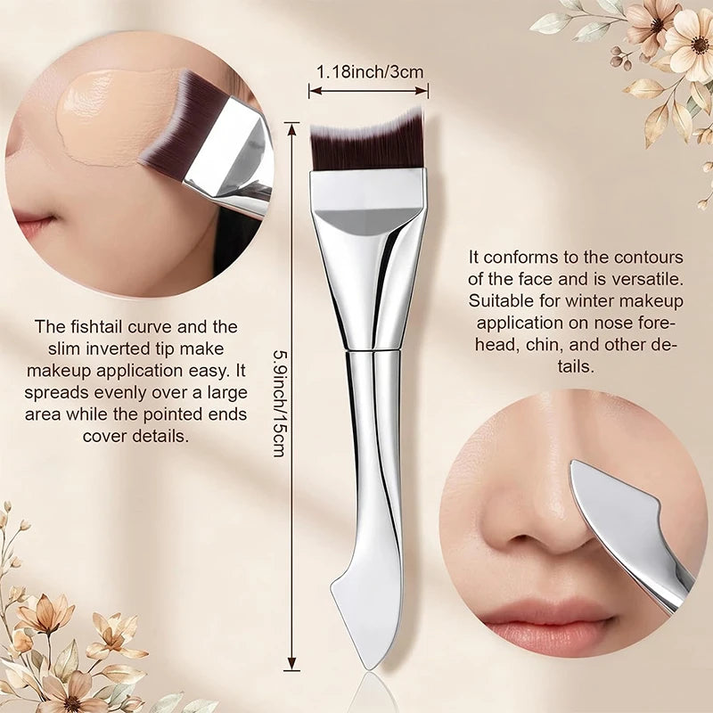 2Pcs Upgraded Crescent Design Foundation Makeup Brush Ultra-thin Smooth Application Liquid Mask Spatula Makeup Brush Beauty Tool