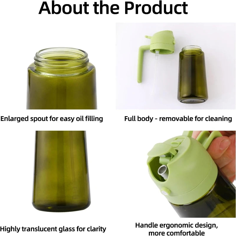 Olive Oil Dispenser Plastic Bottle for Kitchen Gadgets Air Fryer Accessories Olive Oil Sprayer Cooking Light-Blocking Dark Green