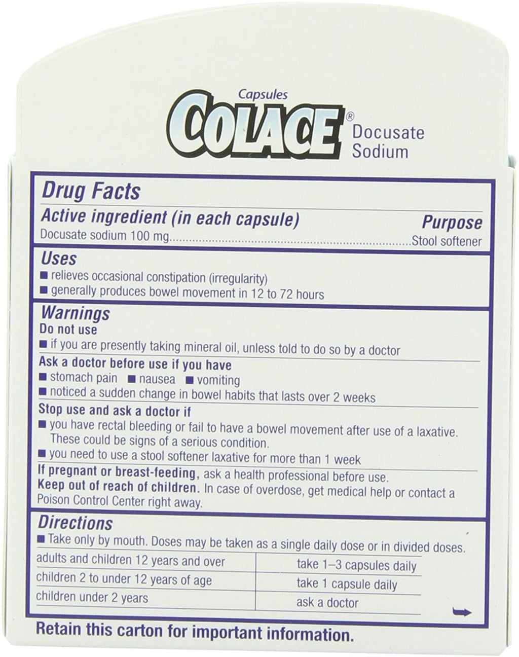 COLACE CP 100MG 100 RS