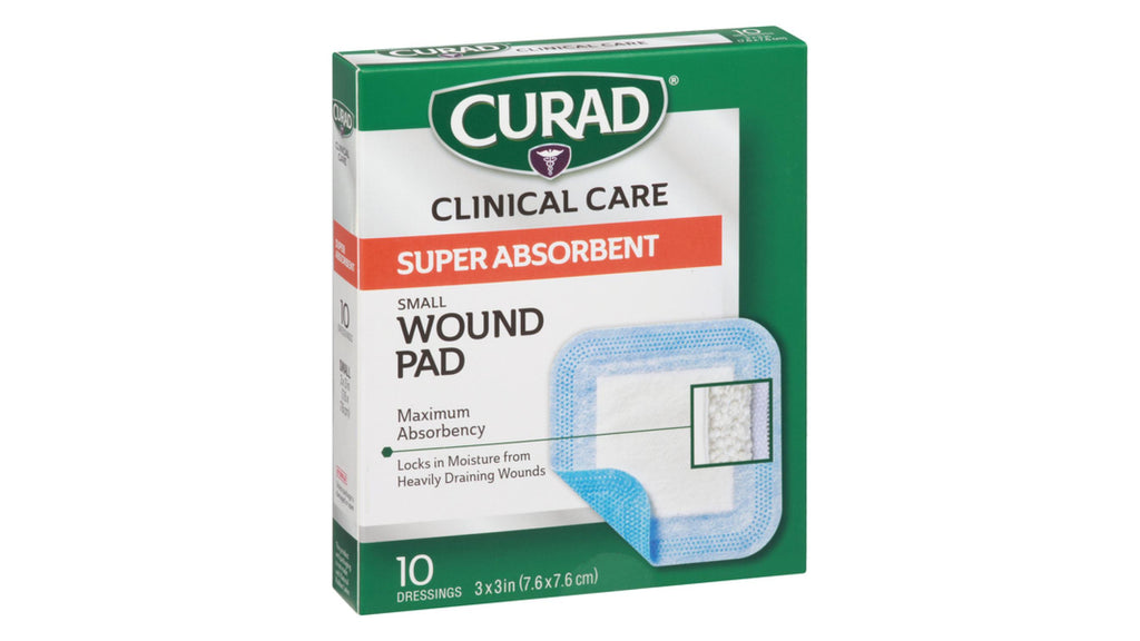 CURAD SUPER ABSORB SM WOUND 3X3 DRS 10CT
